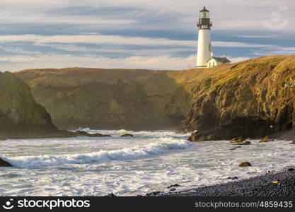 Yaquina Head Lighthouse at Pacific coast, built in 1873, Oregon, USA