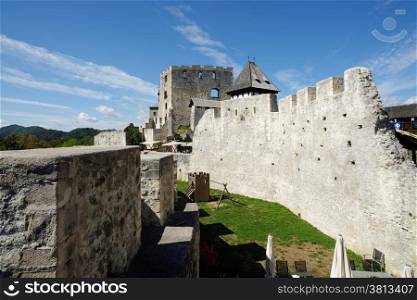 Yard of Celje medieval castle in Slovenia. Celje medieval castle in Slovenia