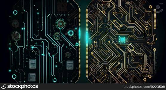  yber Patterns. Circuit Board Texture. digital high illustration. AI generative.