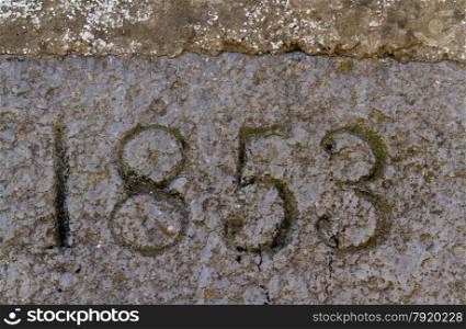 Year Eighteen Fifty Three 1853 engraved and painted black, year stone.