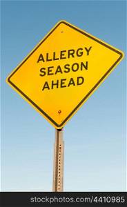 Yellow allergy season ahead highway road sign