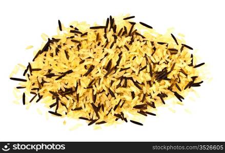 yellow and black rice blend isolated on white