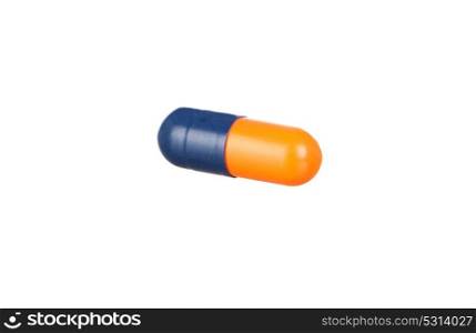 Yellow and blue pill isolated on a white background