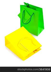yellow and green paper bags