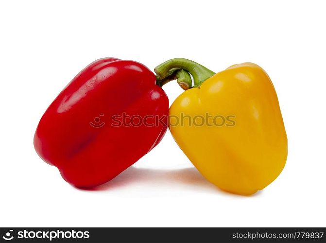 yellow and red pepper on a white background