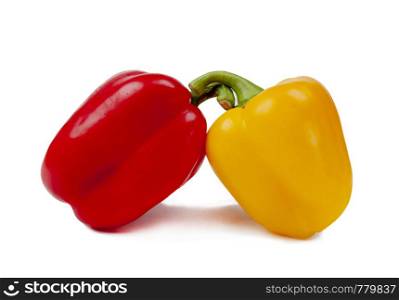 yellow and red pepper on a white background