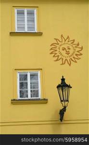 yellow architecture details in prague old town