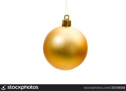 Yellow ball of christmas on a over white background