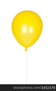 Yellow balloon inflated isolated on white background
