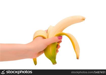 Yellow banana isolated on the white background