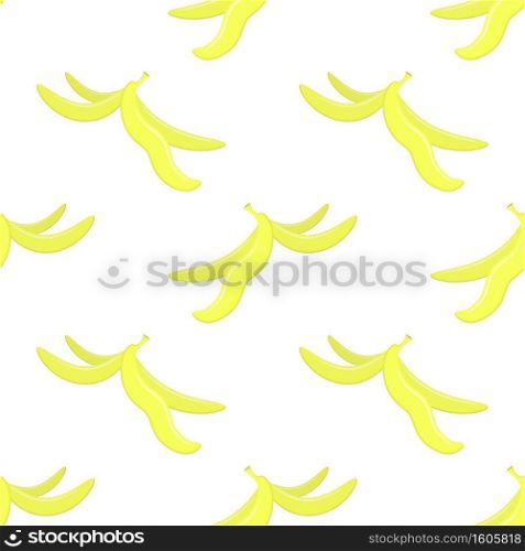 Yellow Banana Skin Seamless Pattern Isolated on White Background.. Yellow Banana Skin Seamless Pattern Isolated on White Background