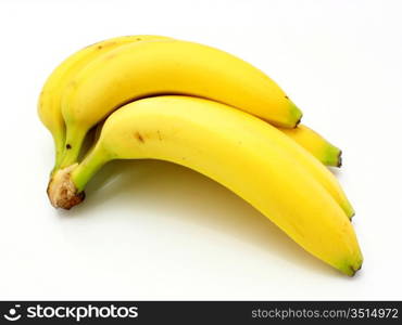 Yellow bananas apples and pears a still-life on a white background