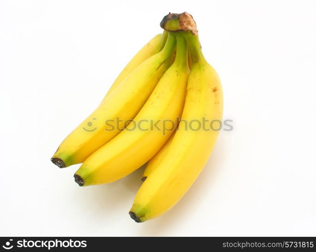 Yellow bananas apples and pears a still-life on a white background