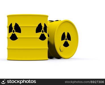 yellow barrels with radioactive waste. 3d