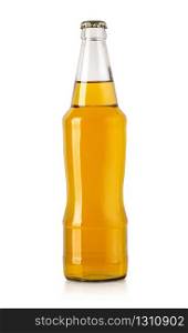 yellow beer bottle isolated on white with clipping path