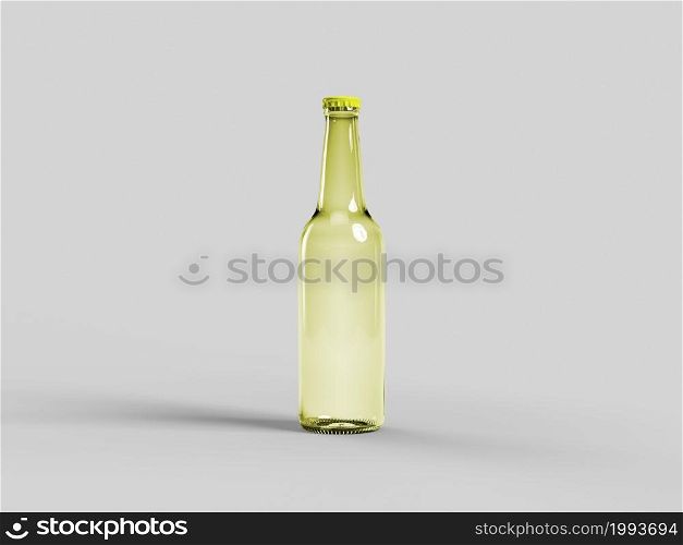 Yellow Beer Bottle Mock-Up isolated - Blank Label