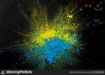 yellow blue dry color powder abstract background