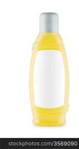 yellow bottle of shampoo isolated