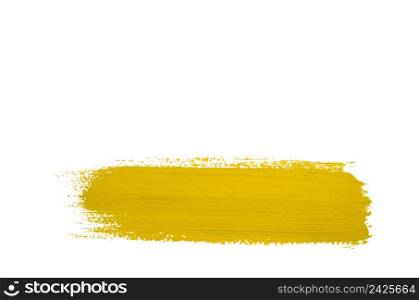 Yellow brush stroke isolated on background