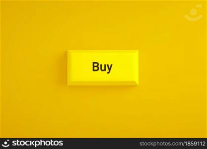 yellow buy button over yellow background, 3d rendering