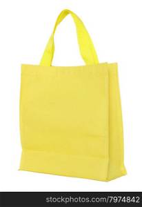 yellow canvas shopping bag isolated on white background with clipping path