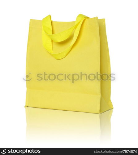 yellow canvas shopping bag on white background