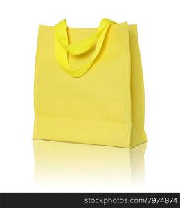 yellow canvas shopping bag on white background