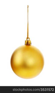 yellow christmas ball isolated on white background