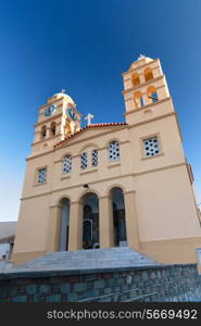 Yellow church and blue sky on the greek island&#xA;