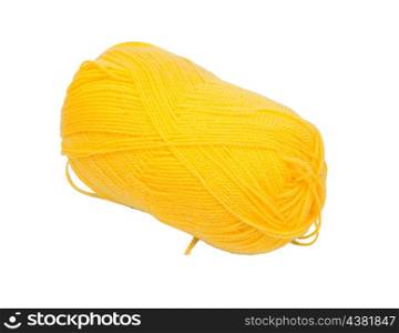 Yellow clew wool isolated on a white background