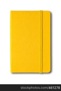 Yellow closed notebook mockup isolated on white. Yellow closed notebook isolated on white