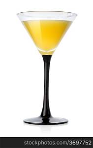 Yellow cocktail in a glass isolated on a white background