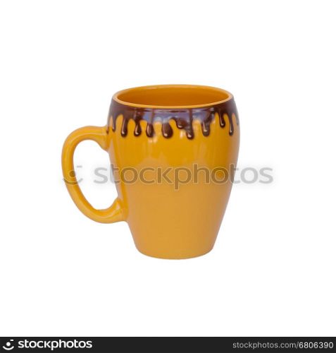 Yellow cocoa mug, isolated on white background
