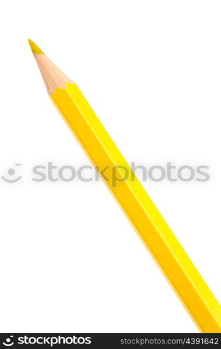 Yellow colouring crayon pencil isolated on white background