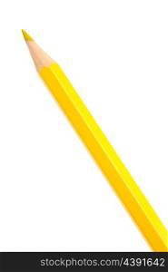 Yellow colouring crayon pencil isolated on white background
