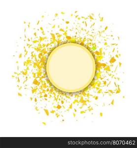 Yellow Confetti Round Banner Isolated on White Background. Set of Particles.. Yellow Confetti Round Banner