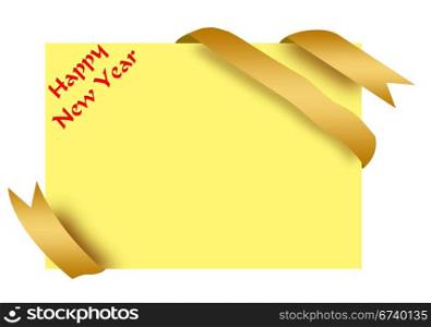 Yellow corner ribbon with happy new year
