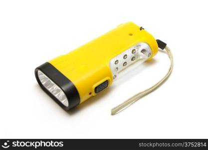 Yellow Electric Pocket Flashlight on white background.