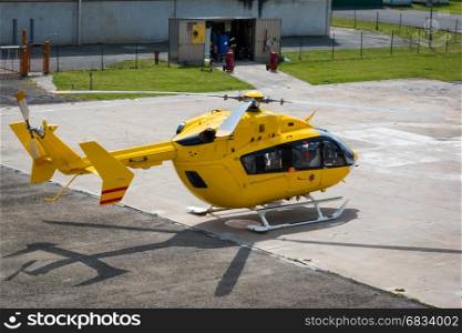 Yellow Emergency Helicopter, medical rescue team - flying squad