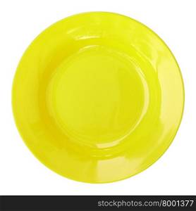 yellow empty plate isolated on white background with clipping path