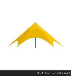 Yellow event tent icon. Flat illustration of yellow event tent vector icon for web isolated on white. Yellow event tent icon, flat style