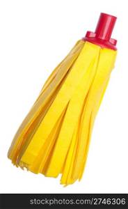 yellow fiber mop isolated on white background
