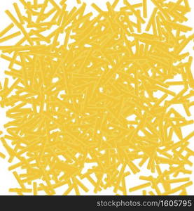 Yellow French Fries Pattern. Fry Potato Chips on White Background. Slices of Tasty Vegetable. Fast Food Snack. Organic Food.. Yellow French Fries Pattern. Fry Potato Chips on White Background. Slices of Tasty Vegetable.