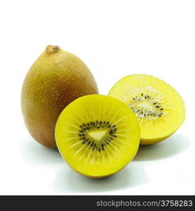 Yellow fresh Kiwi fruit, isolated on a white background
