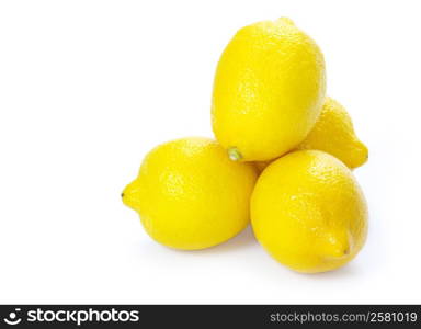 yellow fresh lemons isolated on a white