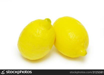 yellow fresh lemons isolated on a white