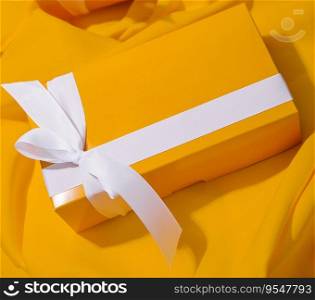 Yellow gifts on a yellow background