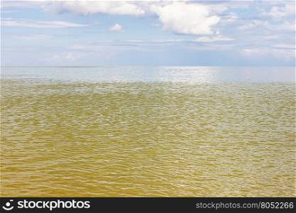 yellow green water Sea of Azov, Temryuk bay, Golubitskaya resort, Taman peninsula, Kuban, Russia
