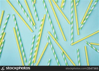 yellow green with white stripes straws