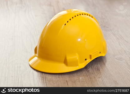 Yellow hard hat for carpentry for security on workplace